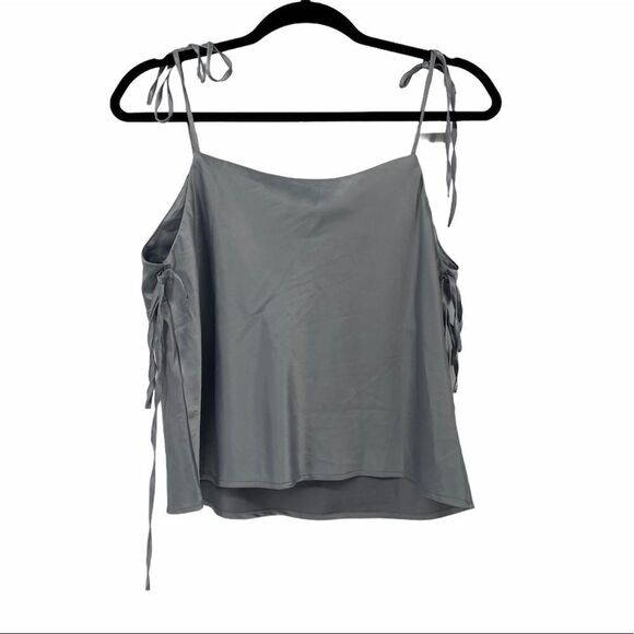Topshop Silver‎ Shiny Crop Top with ties - Picture 6 of 6